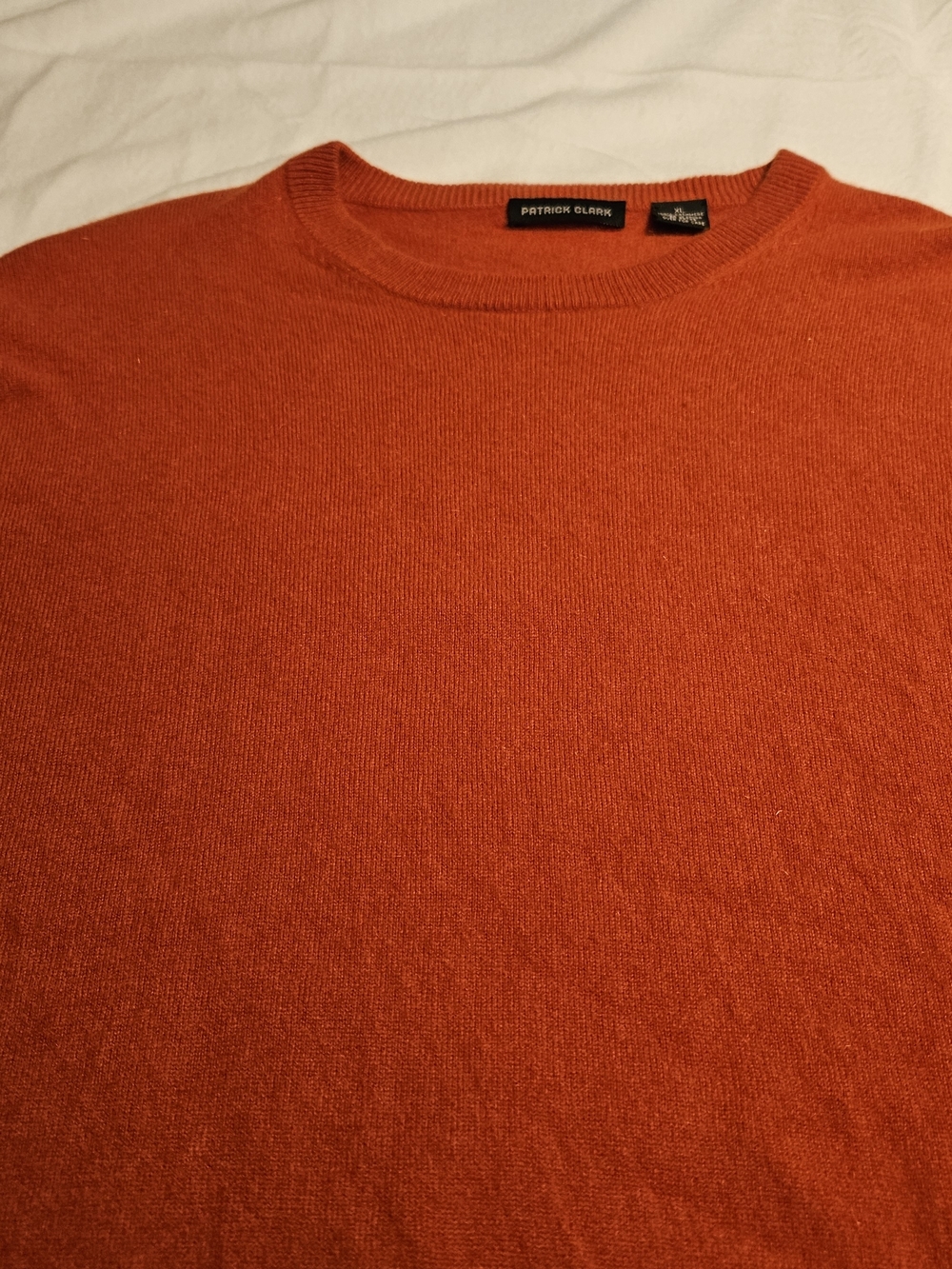 Patrick Clark XL 100% Cashmere Sweater Burnt Orange Crewneck Pullover Classic - Picture 8 of 10